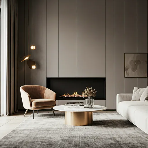 A living room in a finished home
